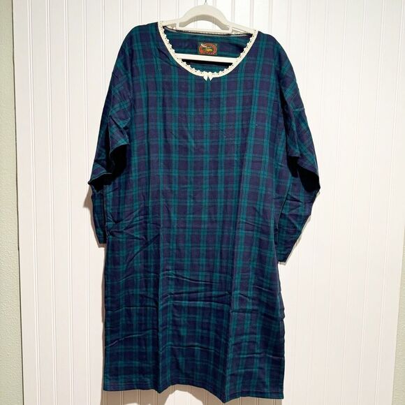 Alps Other - Vintage Alps Flannel Plaid Nightgown Lace Collar Size Medium